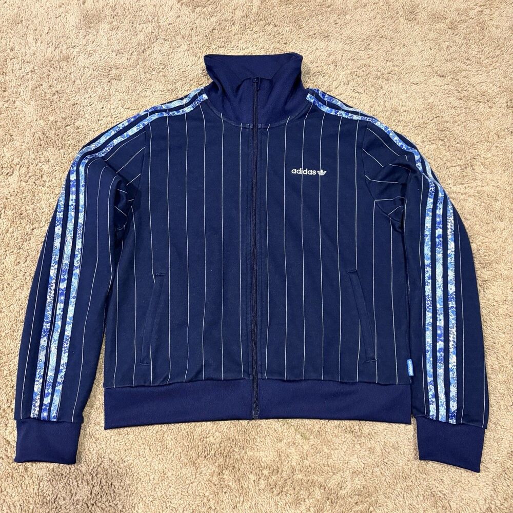 Adidas Originals x Liberty London Striped Track Jacket Womens Size M Navy JC5306